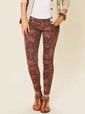 Free People Tribal Print Skinny Pants Women’s Size 27 NWT Boho Festival Cotton